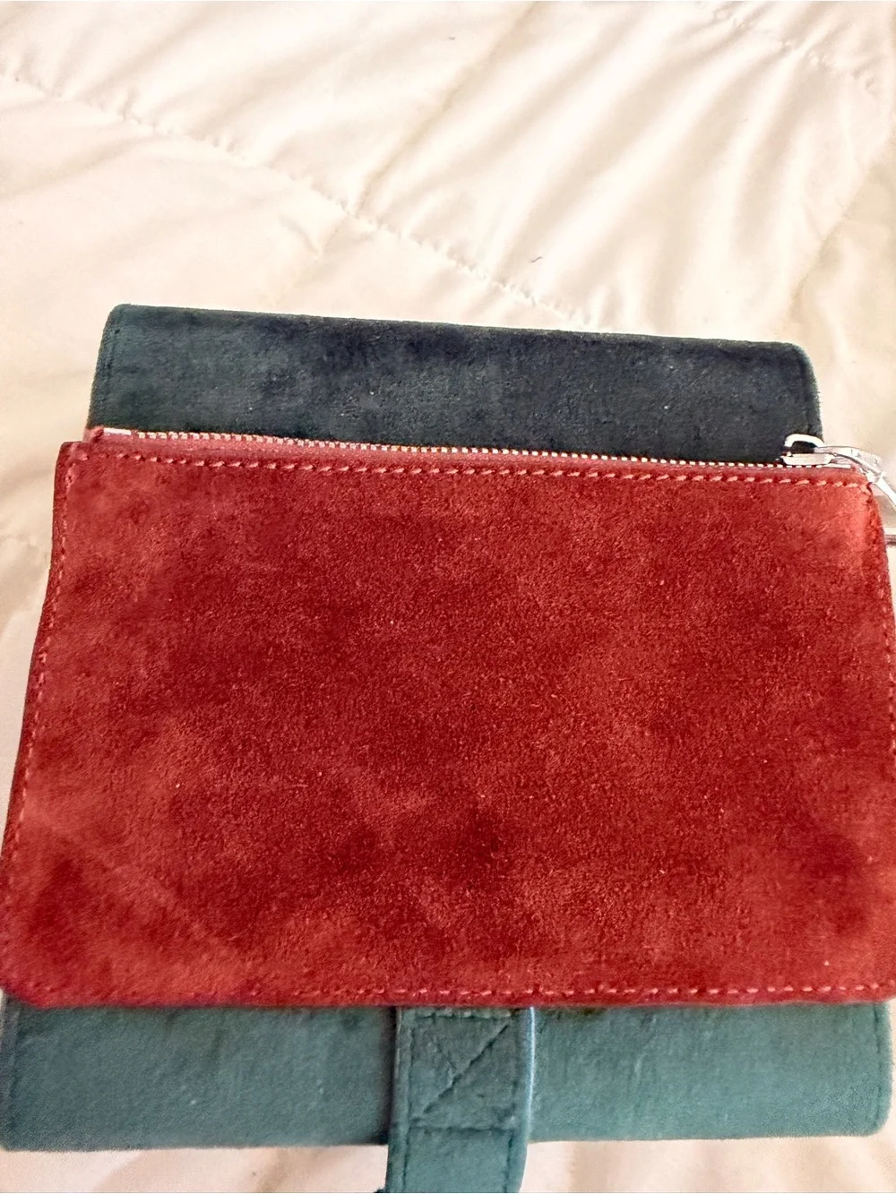 Ted Baker London Two-Tone Suede Small Wallet in Red and Green